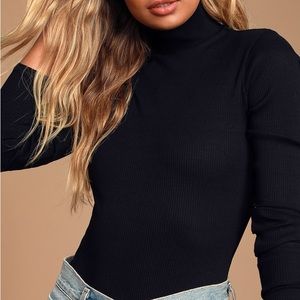 NWT Black Ribbed Long Sleeve Mock Neck Bodysuit